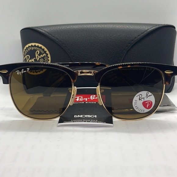 Brand new Rayban Club Master Unisex style 3016 Tortoise/Brown Polarized lenses - Picture 2 of 7